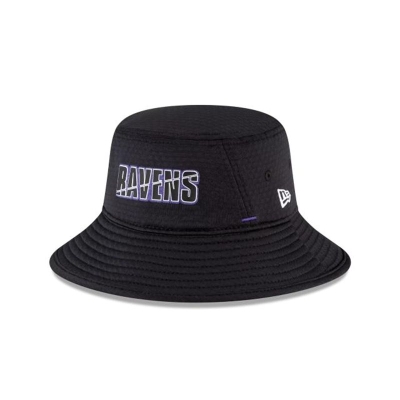 Black Baltimore Ravens Hat - New Era NFL Official Summer Sideline Stretch Bucket Hat USA4719365